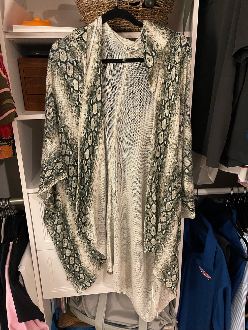 Show Me Your MuMu Green Snake Print Open Cardigan